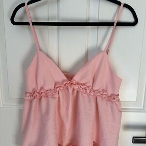 Pink Ruffled Women's Tank